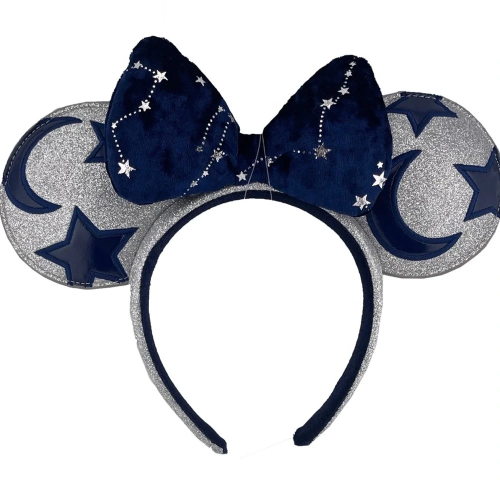 DISNEY WORLD Minnie Ears Silver/Navy Stars And Moon - Picture 1 of 5
